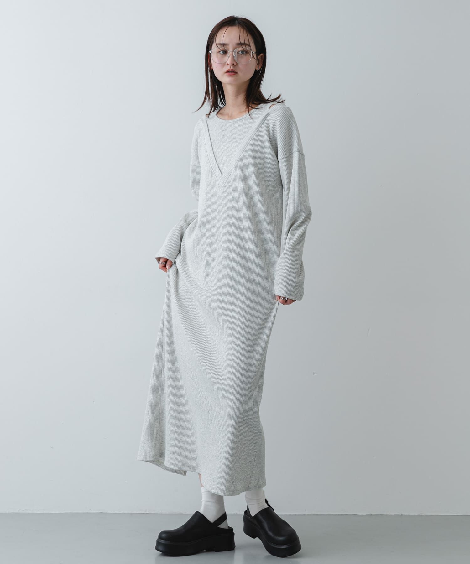 SENSE OF PLACE by URBAN RESEARCH「レイヤードネックリブワンピース」|ワンピース|