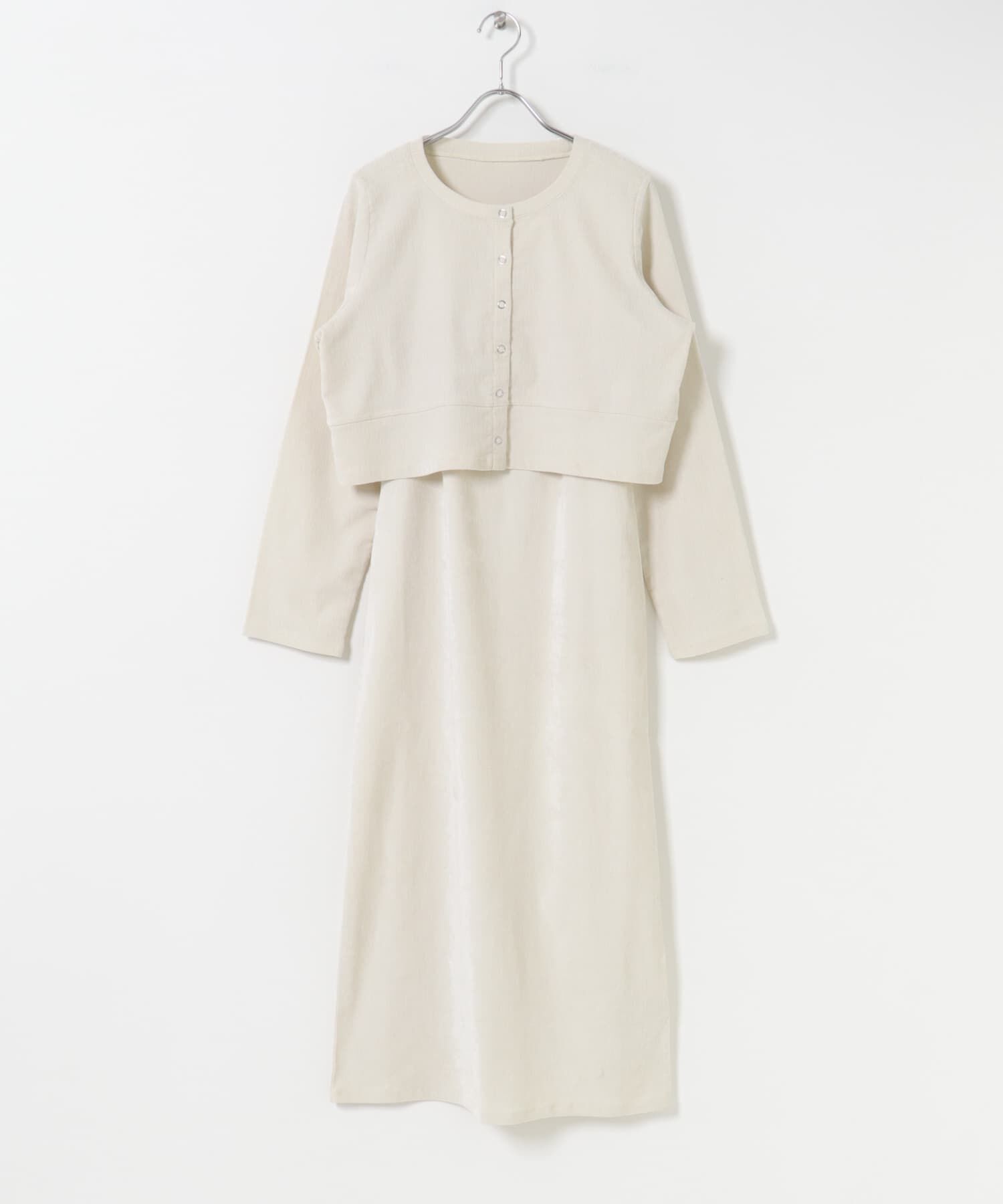 SENSE OF PLACE by URBAN RESEARCH「2Pベロアアンサンブルワンピース」|ワンピース|アイボリー