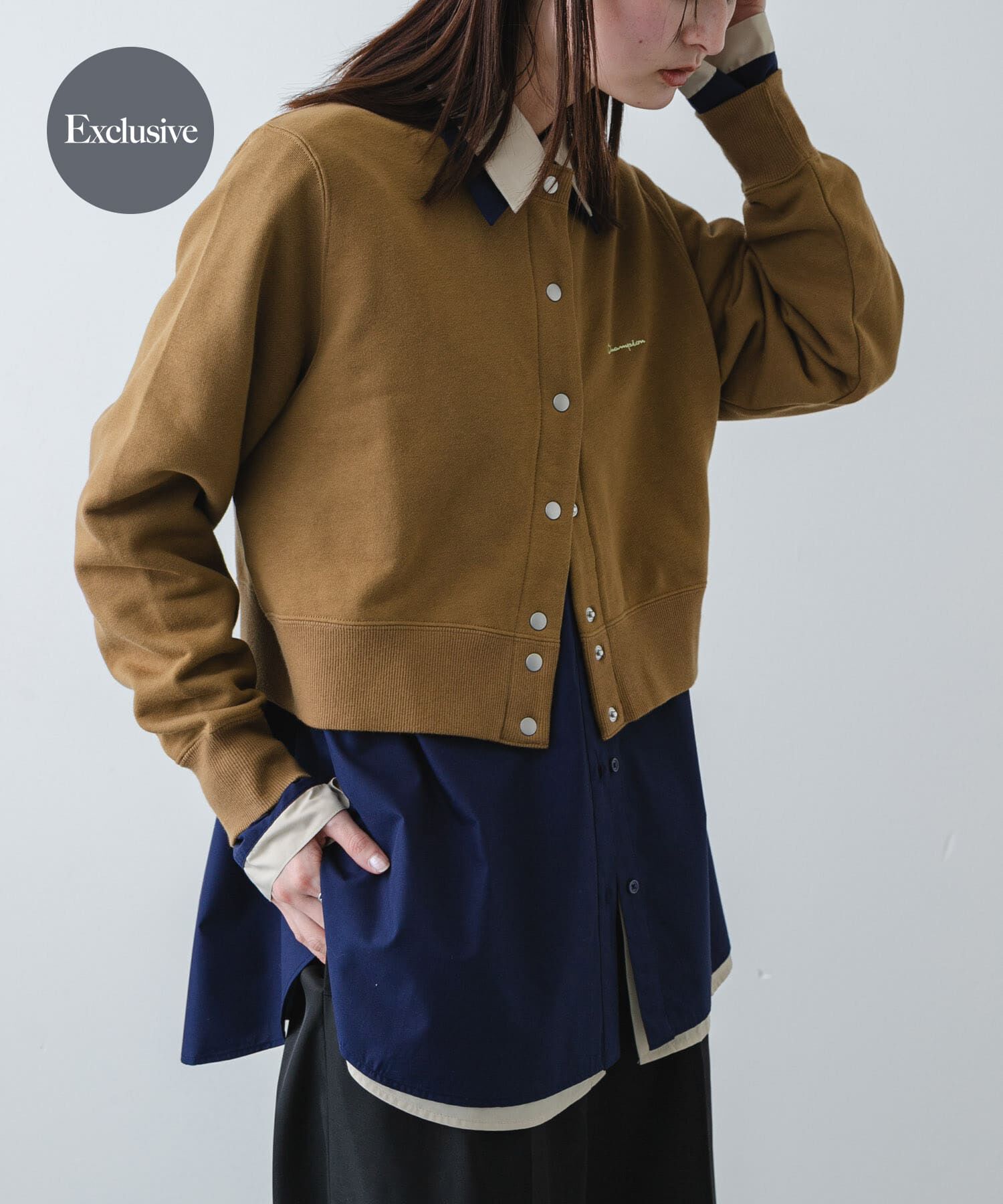 SENSE OF PLACE by URBAN RESEARCH「『別注』CHAMPION&times;SENSE OF PLACE　スウェットカーディガン」|カーディガン|ライトブラウン