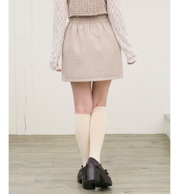  「ビジュー付き台形ミニスカパン」|台形|