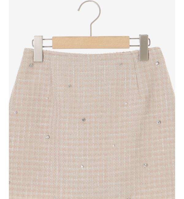  「ビジュー付き台形ミニスカパン」|台形|