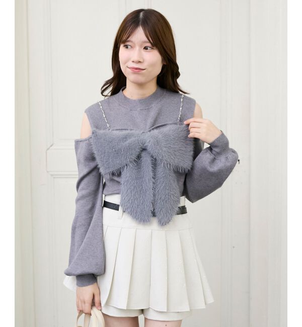  「ビッグリボンチェーン付きニット」|ニット・セーター|