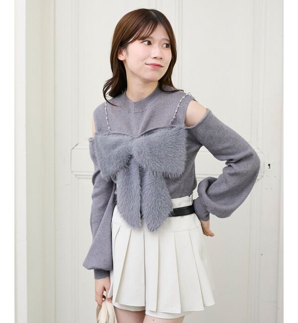  「ビッグリボンチェーン付きニット」|ニット・セーター|