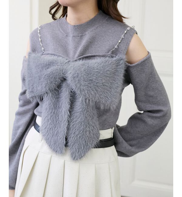  「ビッグリボンチェーン付きニット」|ニット・セーター|