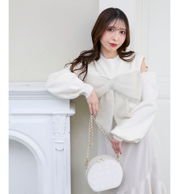  「ビッグリボンチェーン付きニット」|ニット・セーター|