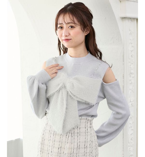  「ビッグリボンチェーン付きニット」|ニット・セーター|