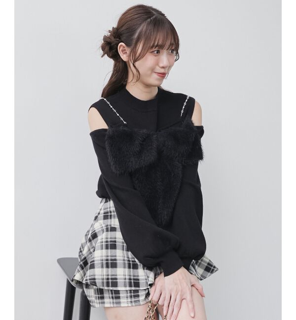  「ビッグリボンチェーン付きニット」|ニット・セーター|