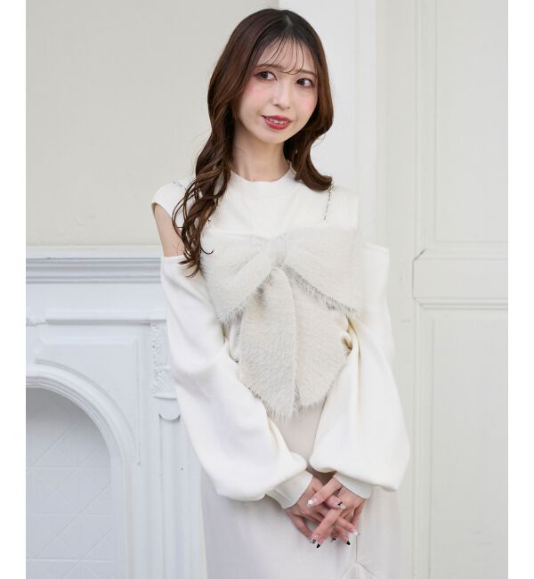  「ビッグリボンチェーン付きニット」|ニット・セーター|