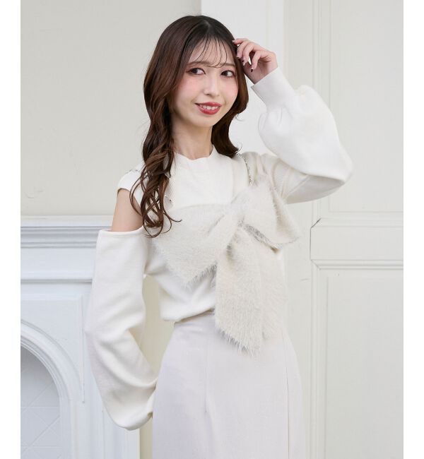  「ビッグリボンチェーン付きニット」|ニット・セーター|