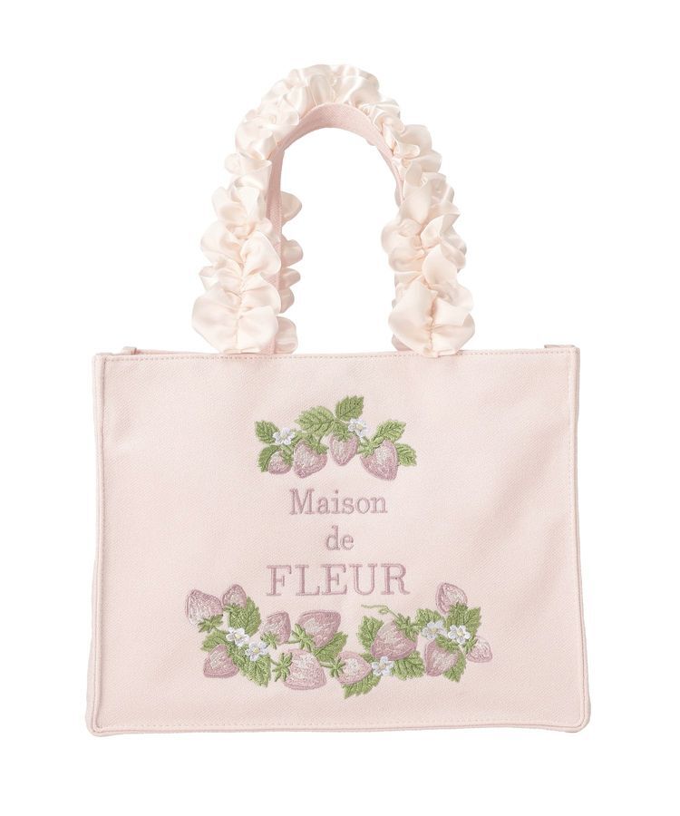 Maison de FLEUR「いちごフリルハンドルスクエアトートバッグ」|トートバッグ|