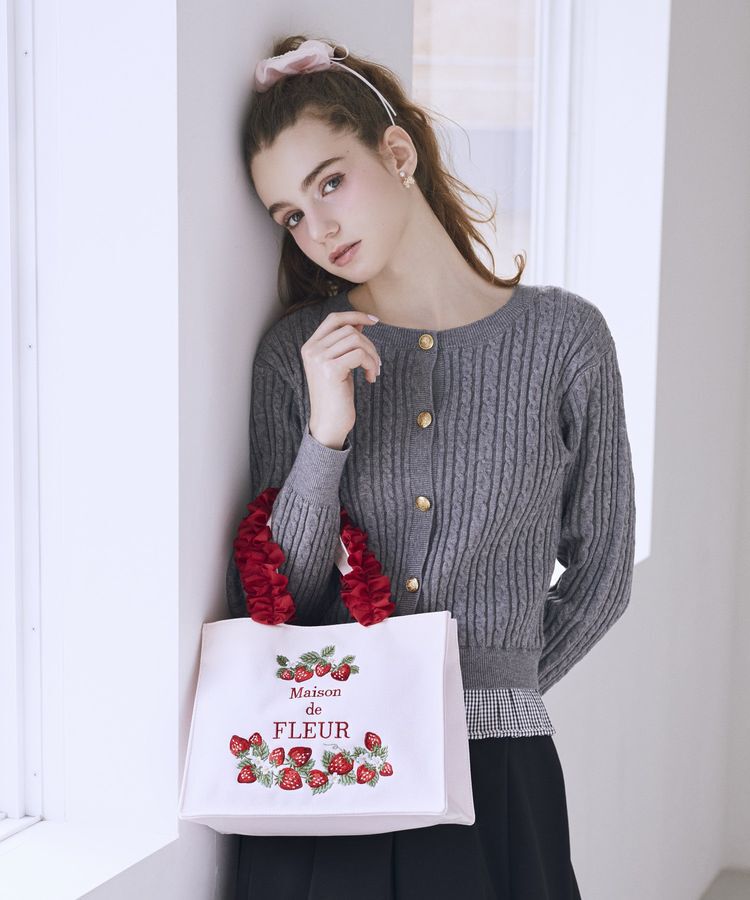 Maison de FLEUR「いちごフリルハンドルスクエアトートバッグ」|トートバッグ|