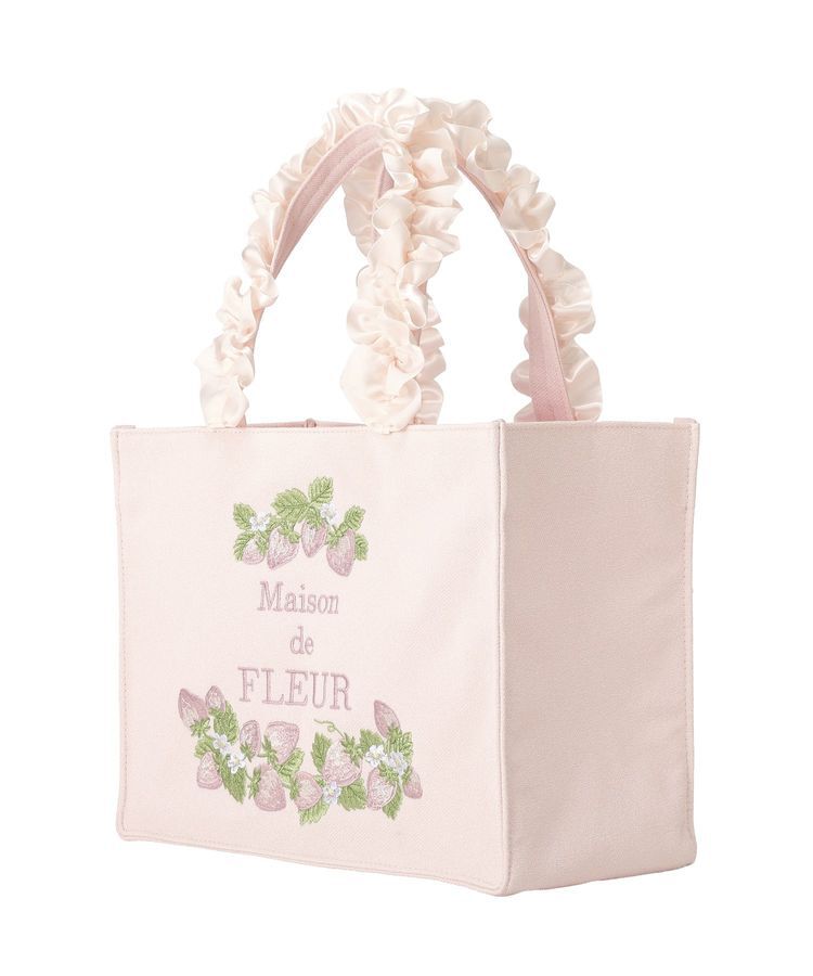 Maison de FLEUR「いちごフリルハンドルスクエアトートバッグ」|トートバッグ|