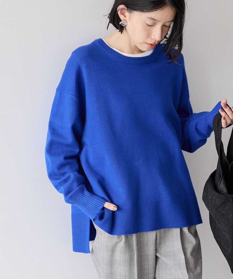 AMERICAN HOLIC「【WEB限定】バイパチサイドスリットニットプルオーバー＜静電気軽減＞」|ニット・セーター|Blue