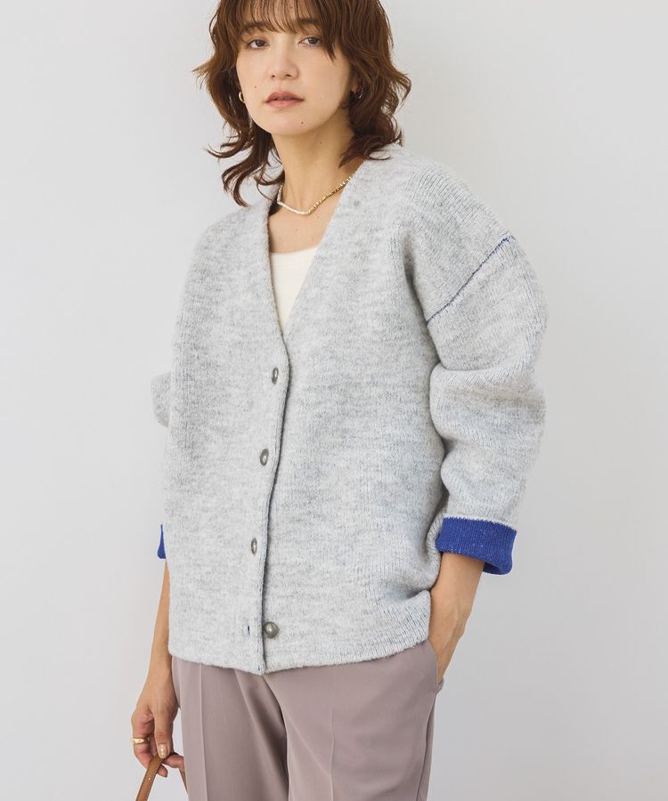 AMERICAN HOLIC「VネックWフェイスニットカーディガン【WEB限定カラー有り】」|カーディガン|Light Gray Mixture