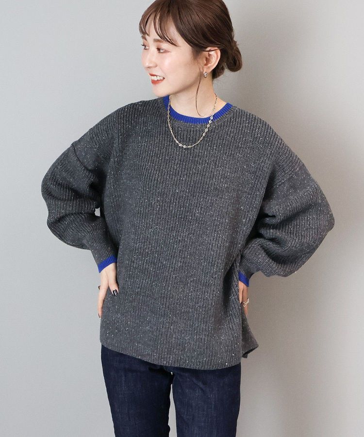 AMERICAN HOLIC「【WEB限定】配色ラインニットプルオーバー」|ニット・セーター|Light Gray Mixture