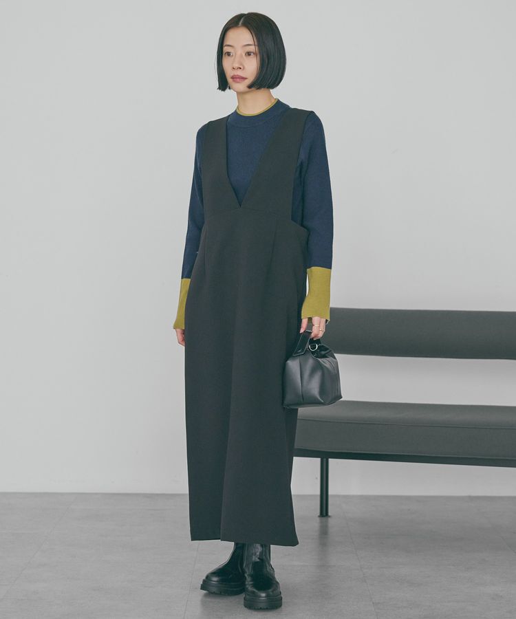 AMERICAN HOLIC「【WEB限定】イージーケアVネックワンピース」|ワンピース|Black