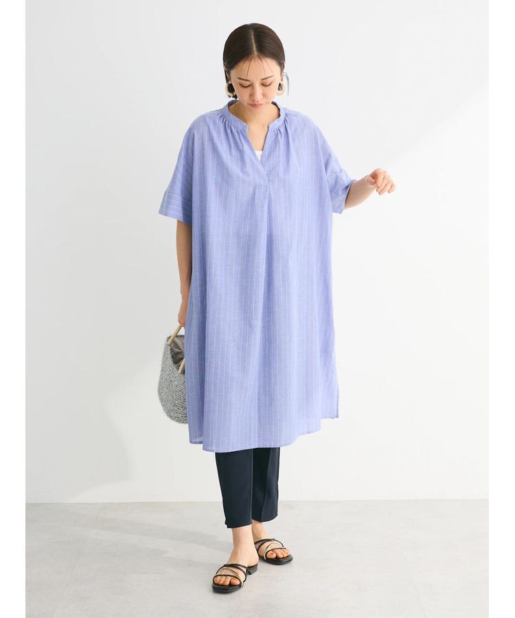 Green Parks「綿麻混スキッパーミニワンピース」|ワンピース|