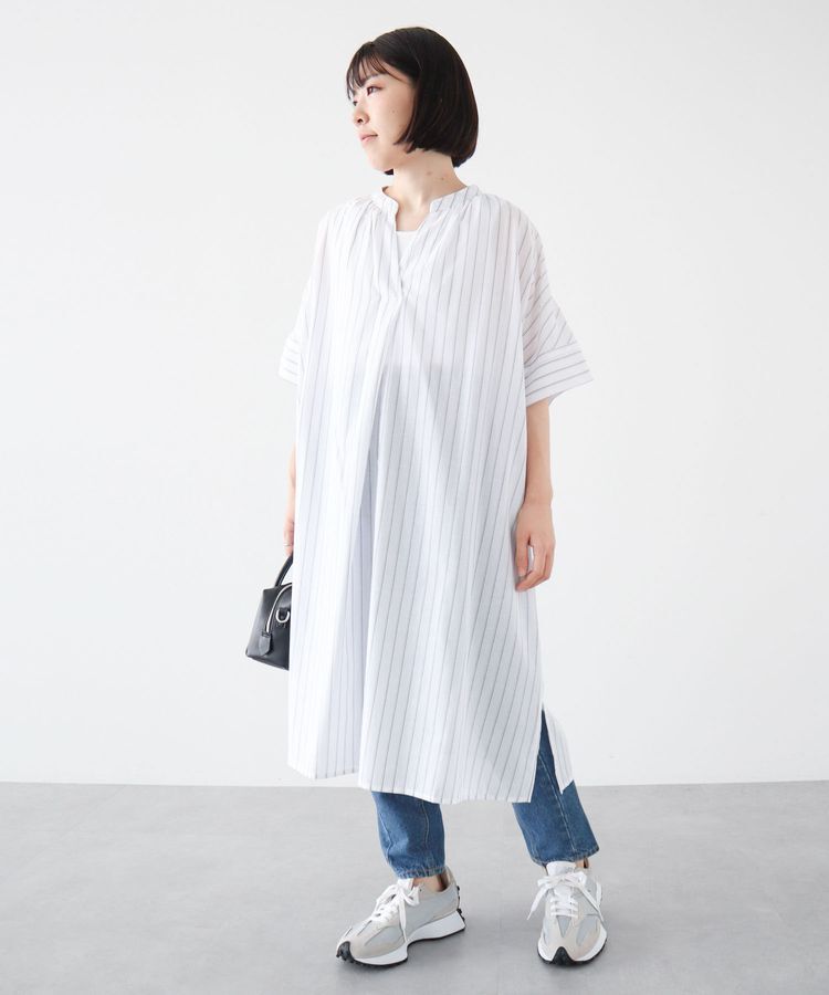 Green Parks「綿麻混スキッパーミニワンピース」|ワンピース|