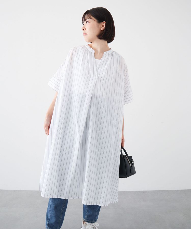 Green Parks「綿麻混スキッパーミニワンピース」|ワンピース|