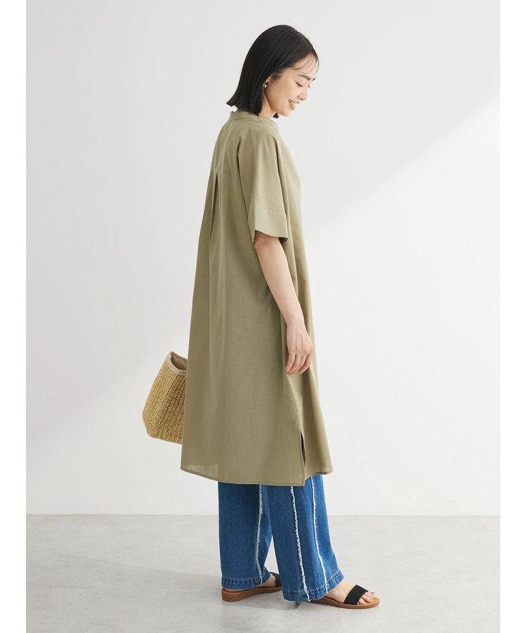 Green Parks「綿麻混スキッパーミニワンピース」|ワンピース|