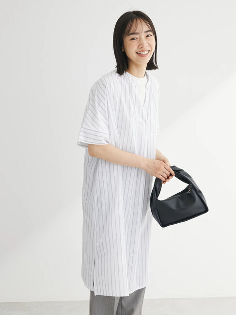 Green Parks「綿麻混スキッパーミニワンピース」|ワンピース|