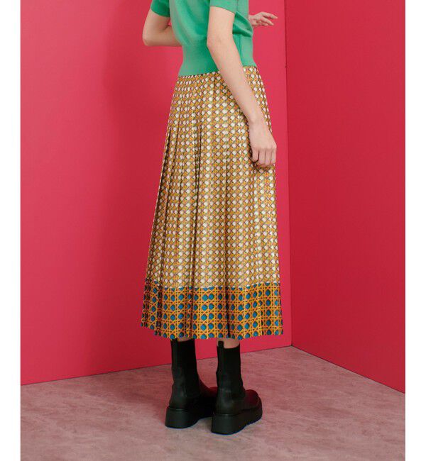 LOULOU WILLOUGHBY「【LOULOU WILLOUGHBY】バスケットプリントプリーツスカート」|スカート|