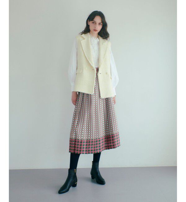 LOULOU WILLOUGHBY「【LOULOU WILLOUGHBY】バスケットプリントプリーツスカート」|スカート|