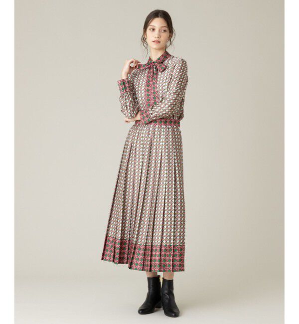 LOULOU WILLOUGHBY「【LOULOU WILLOUGHBY】バスケットプリントプリーツスカート」|スカート|