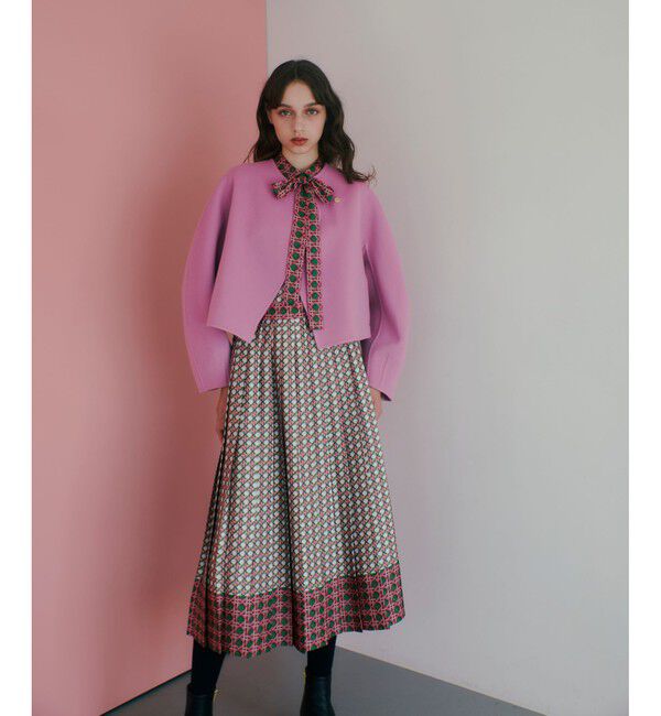 LOULOU WILLOUGHBY「【LOULOU WILLOUGHBY】バスケットプリントプリーツスカート」|スカート|