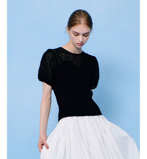 LOULOU WILLOUGHBY「【LOULOU WILLOUGHBY】レーシーニットビスチェプルオーバー」|ニット・セーター|