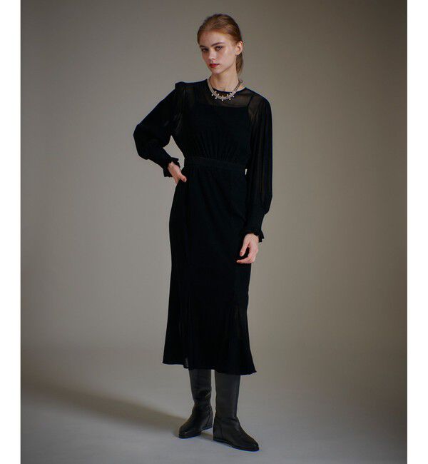 LOULOU WILLOUGHBY「【LOULOU WILLOUGHBY】チュールフロッキーマーメイドワンピース」|ワンピース|ブラック