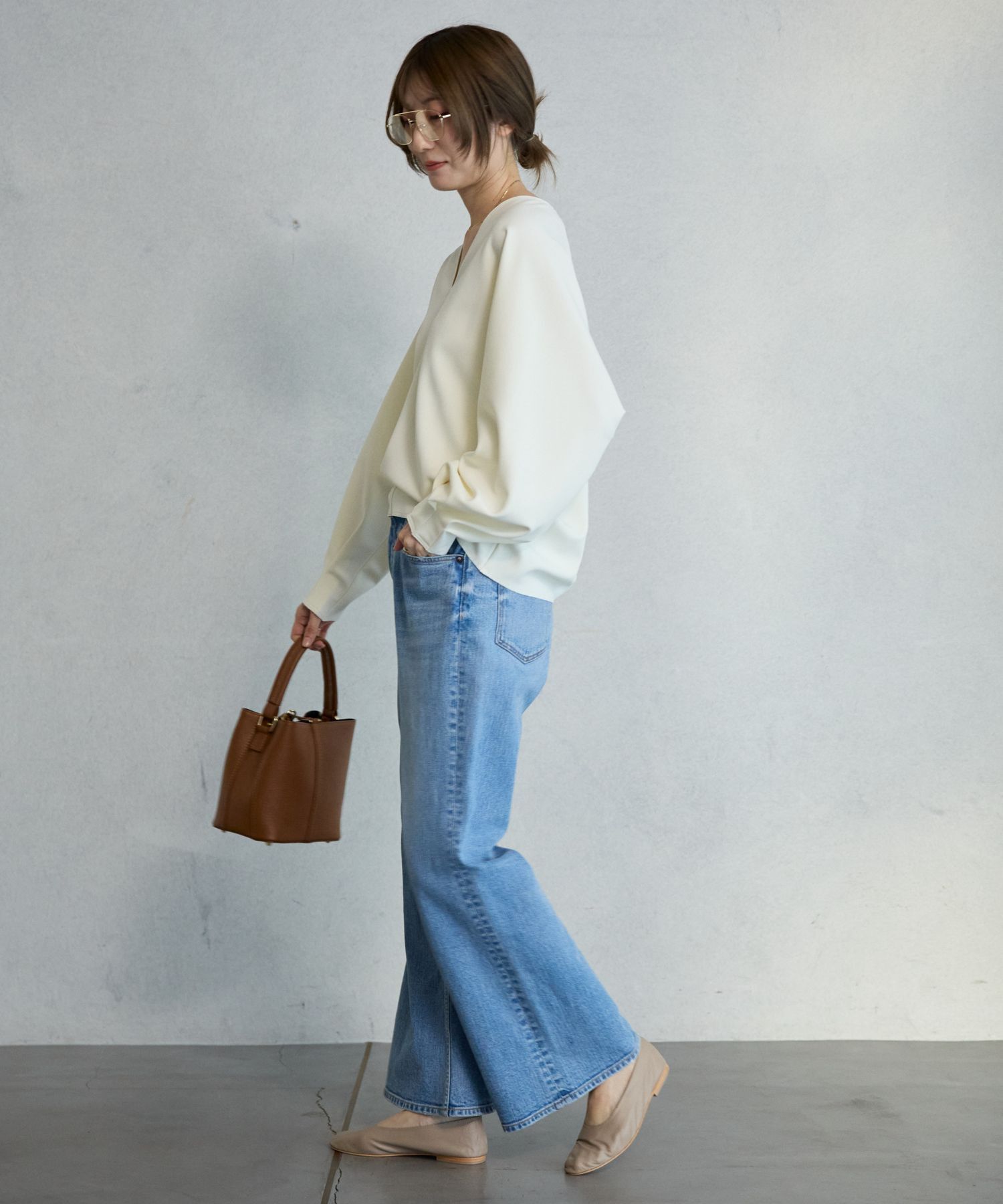 BABYLONE「【多機能素材】ジョーゼットVネックプルオーバー」|シャツ・ブラウス|