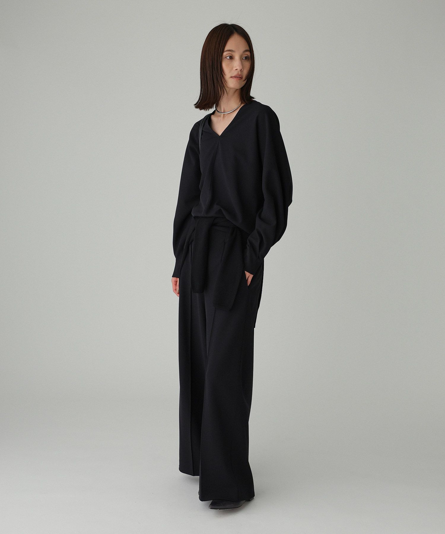 BABYLONE「【多機能素材】ジョーゼットVネックプルオーバー」|シャツ・ブラウス|