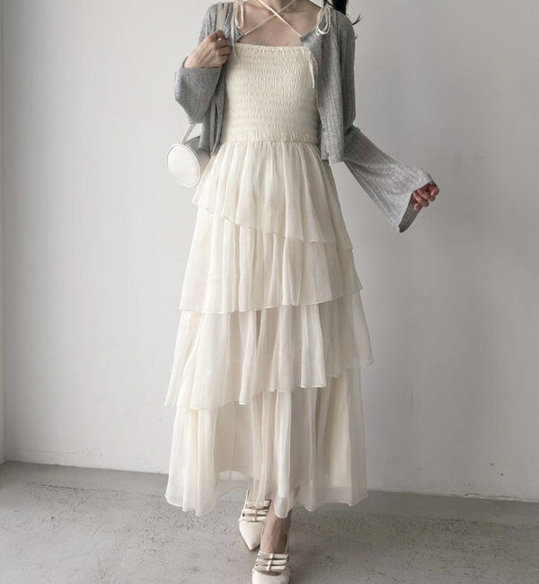  「ティアードシアーロングワンピ」|ワンピース|