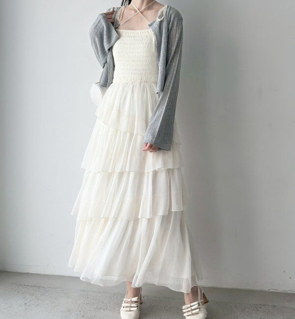  「ティアードシアーロングワンピ」|ワンピース|
