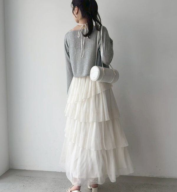  「ティアードシアーロングワンピ」|ワンピース|