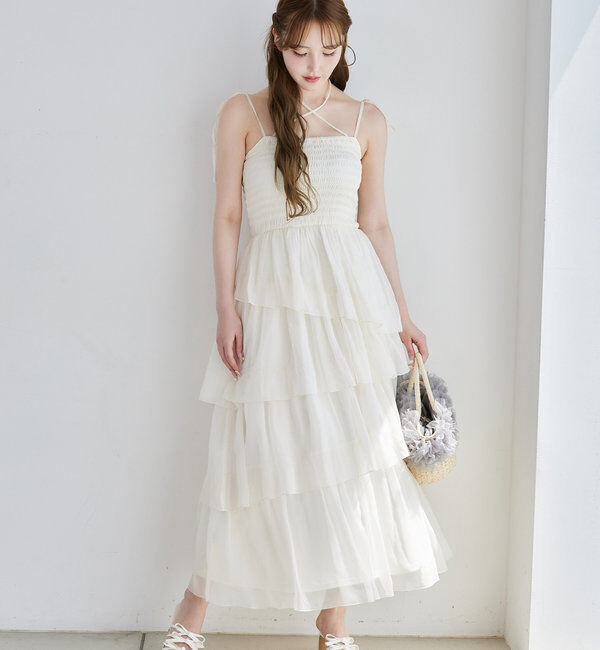  「ティアードシアーロングワンピ」|ワンピース|