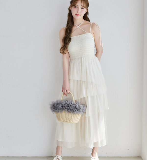  「ティアードシアーロングワンピ」|ワンピース|