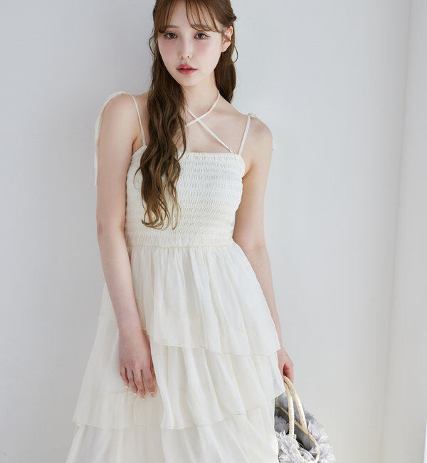  「ティアードシアーロングワンピ」|ワンピース|