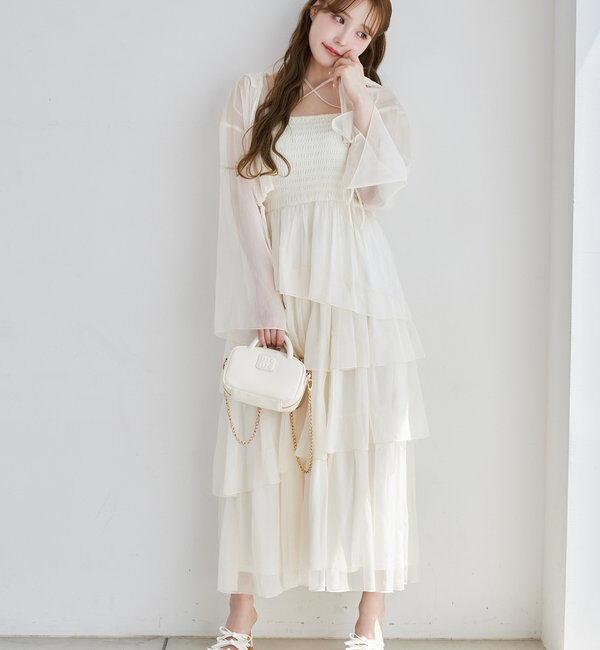  「ティアードシアーロングワンピ」|ワンピース|
