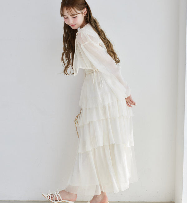  「ティアードシアーロングワンピ」|ワンピース|