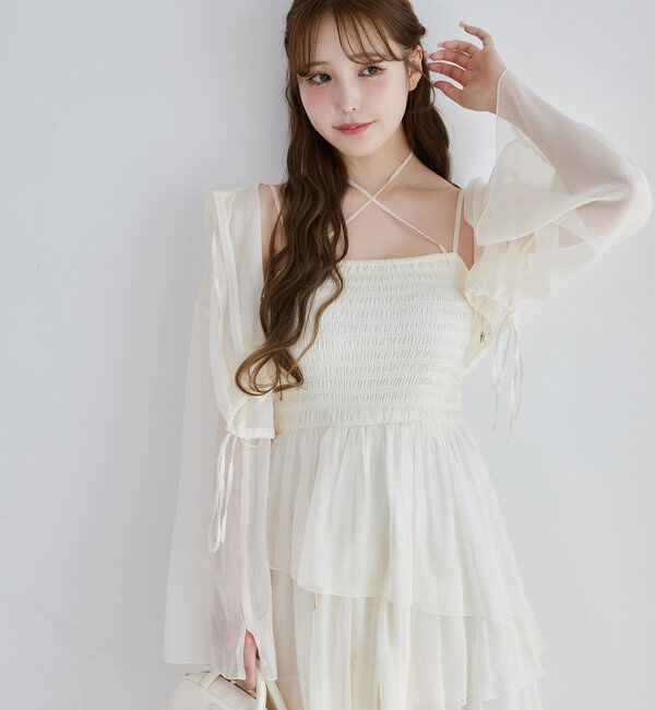  「ティアードシアーロングワンピ」|ワンピース|