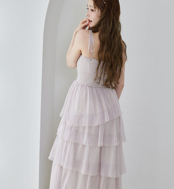  「ティアードシアーロングワンピ」|ワンピース|