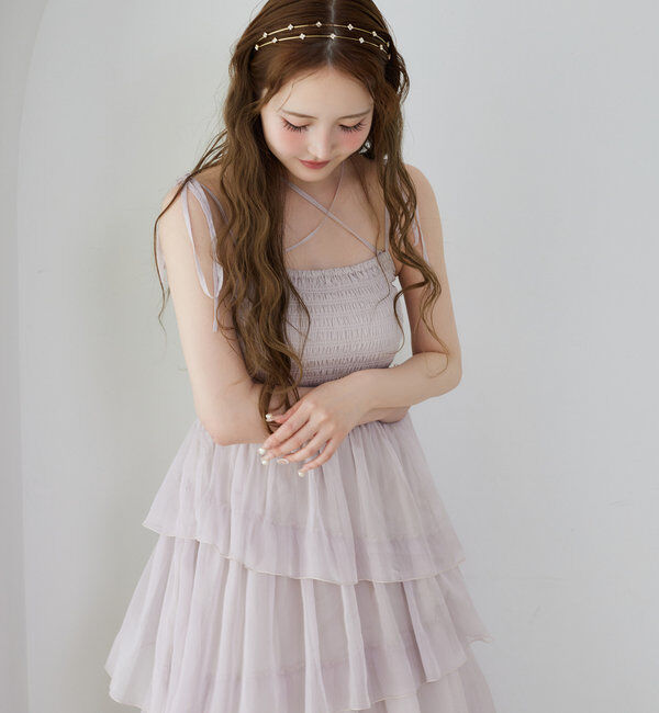  「ティアードシアーロングワンピ」|ワンピース|