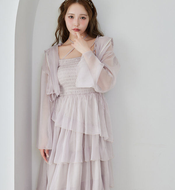  「ティアードシアーロングワンピ」|ワンピース|