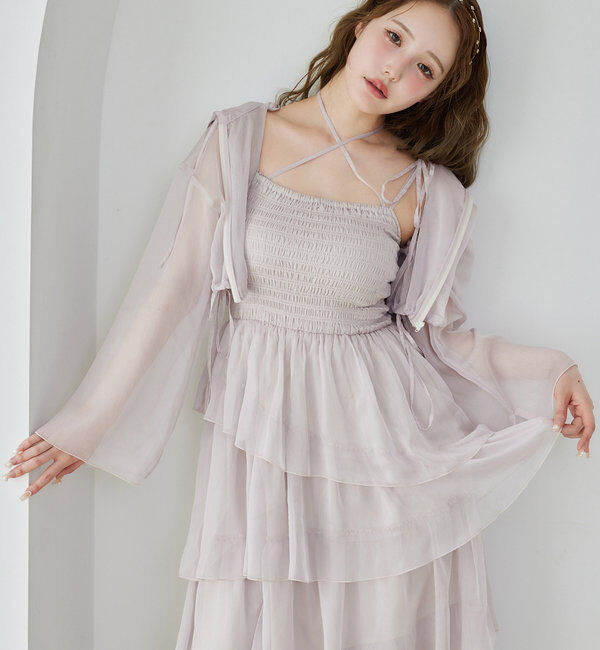  「ティアードシアーロングワンピ」|ワンピース|