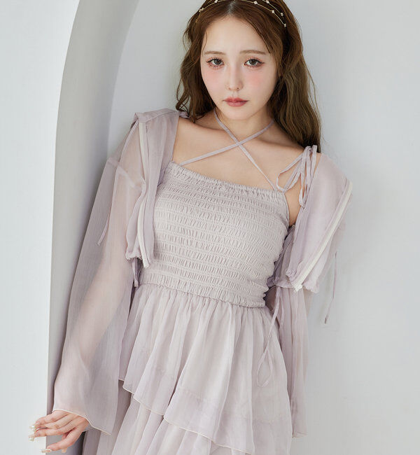  「ティアードシアーロングワンピ」|ワンピース|