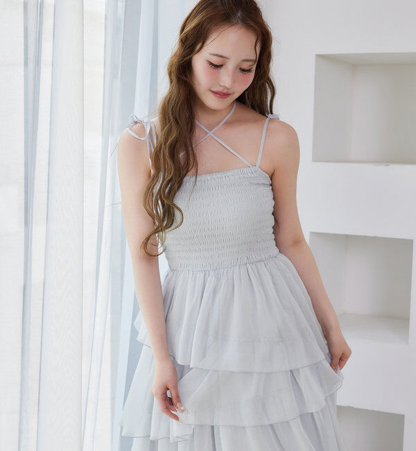  「ティアードシアーロングワンピ」|ワンピース|