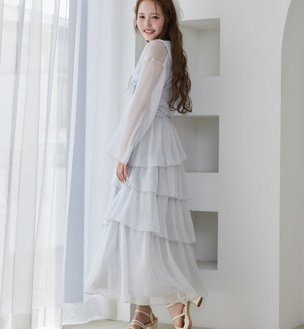  「ティアードシアーロングワンピ」|ワンピース|
