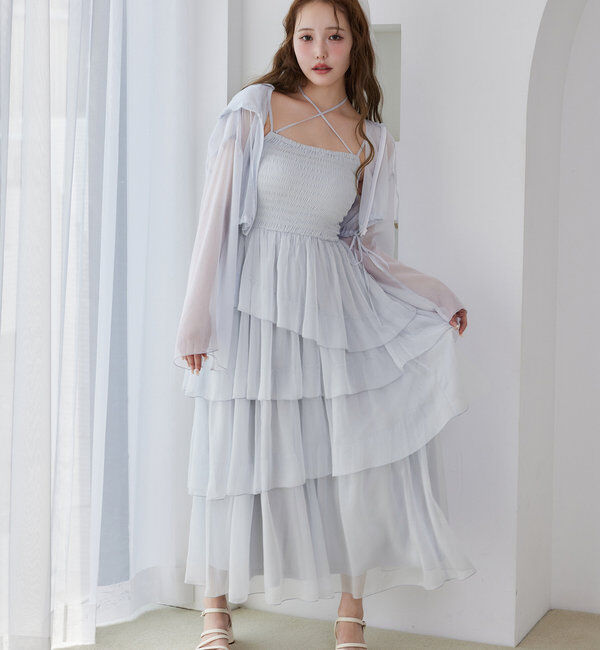  「ティアードシアーロングワンピ」|ワンピース|